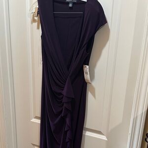 Deep Purple Asymmetrical Ruched front Dress